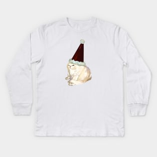 Santa Hat Meme Cat Kids Long Sleeve T-Shirt